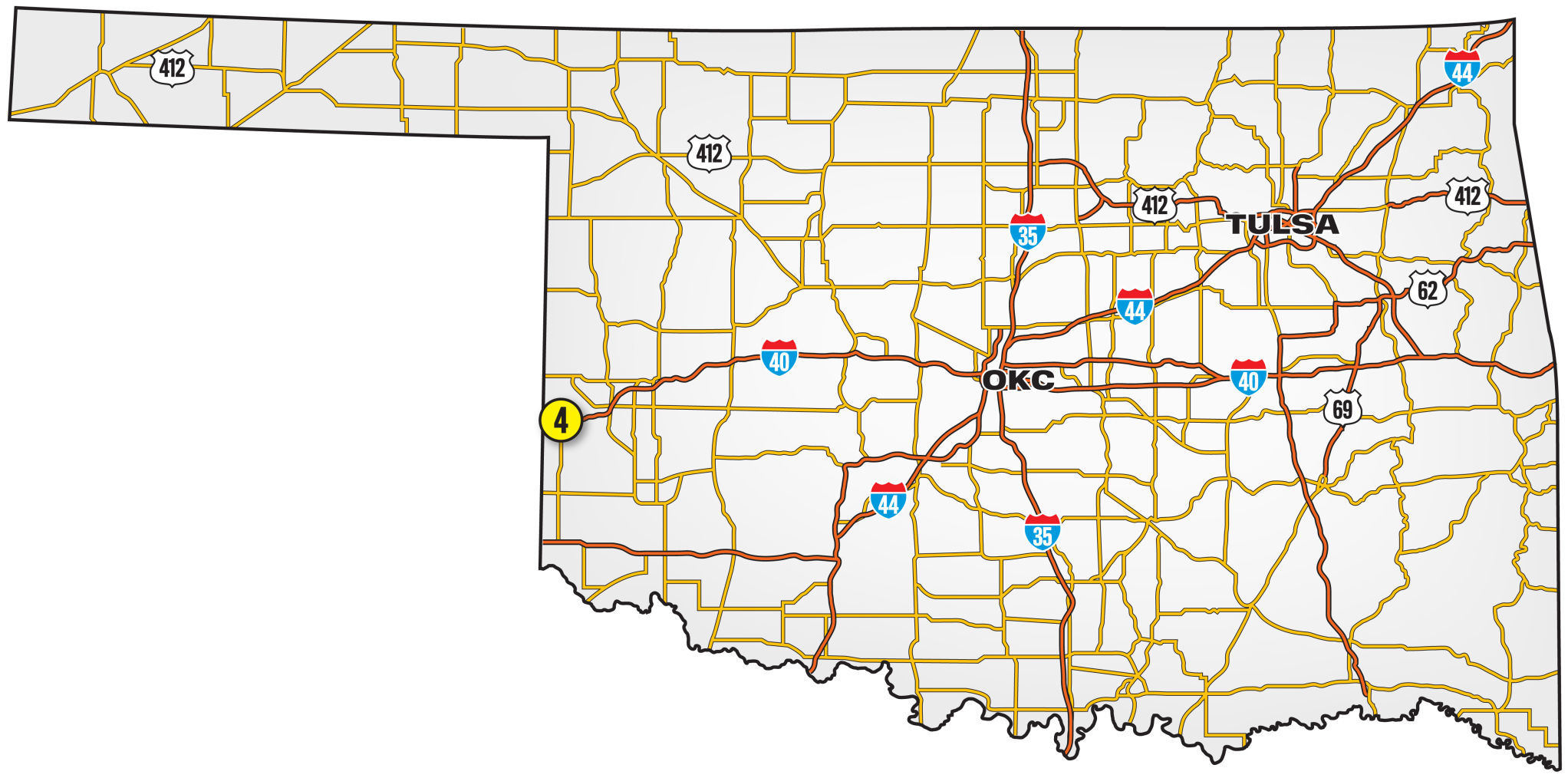 4. I-40, near weight station (Beckham County, just east of Texas-Oklahoma state line